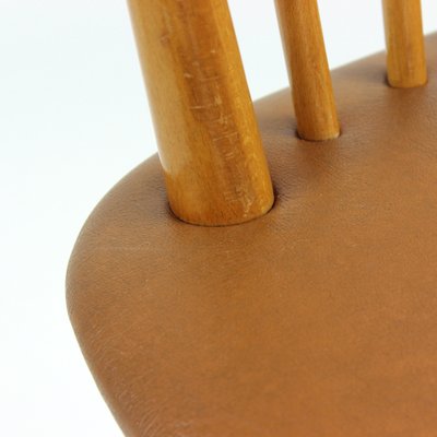 Mid-Century Chair in Oak & Leatherette, Czechoslovakia, 1960s-UL-1263563