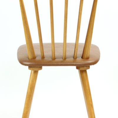 Mid-Century Chair in Oak & Leatherette, Czechoslovakia, 1960s-UL-1263563