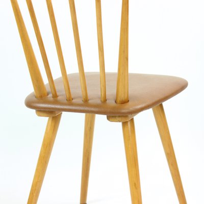 Mid-Century Chair in Oak & Leatherette, Czechoslovakia, 1960s-UL-1263563