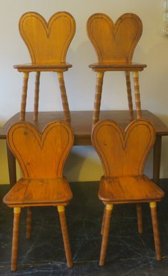 Mid-Century Chairs with Heart-Shaped Backs and Splayed Legs 1950s, Set of 4-ED-1727624