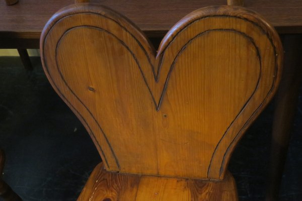 Mid-Century Chairs with Heart-Shaped Backs and Splayed Legs 1950s, Set of 4-ED-1727624