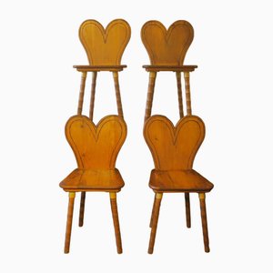 Mid-Century Chairs with Heart-Shaped Backs and Splayed Legs 1950s, Set of 4-ED-1727624