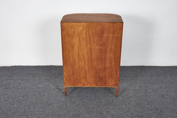 Mid-Century Cherrywood Mini Bar Cabinet with Floral Upholstery in the style of Josef Frank, Austria, 1940s-XCG-1781279