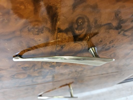 Mid-Century Chest of Drawers in Mahogany Briar with Decorated Glass Top, Italy, 1950s-ZUW-1716677