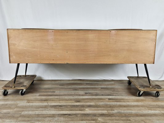 Mid-Century Chest of Drawers in Mahogany Briar with Decorated Glass Top, Italy, 1950s-ZUW-1716677