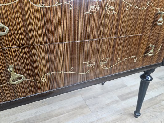 Mid-Century Chest of Drawers with Blue Glass and Four Drawers, 1960s-ZUW-2019891