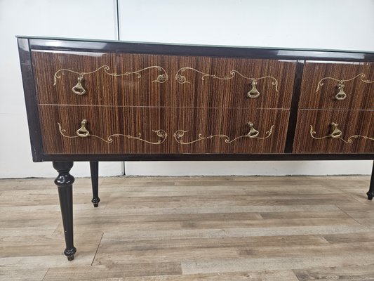 Mid-Century Chest of Drawers with Blue Glass and Four Drawers, 1960s-ZUW-2019891