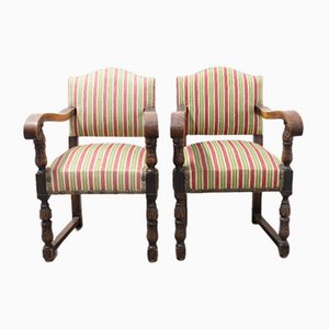 Mid-Century Chestnut Armchairs, Spain, Set of 2-RIU-1078156