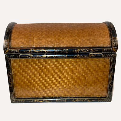 Mid-Century Chinoiserie Bamboo and Woven Rattan Chest or Trunk-BHG-1161228