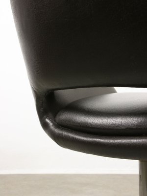 Mid-Century Chocolate Brown Leather Swivel Chair-HGJ-1760874