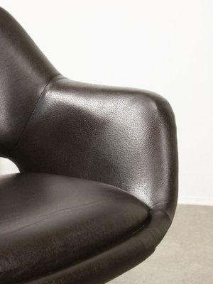 Mid-Century Chocolate Brown Leather Swivel Chair-HGJ-1760874