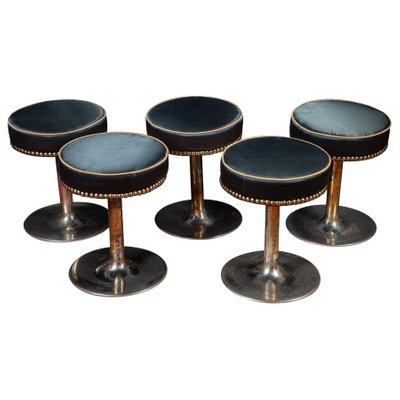 Mid-Century Chrome and Brass Stool-MBH-1032019