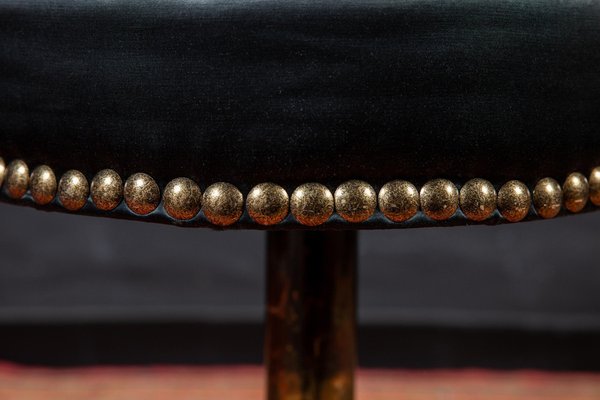 Mid-Century Chrome and Brass Stool-MBH-1032019