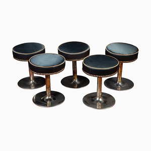 Mid-Century Chrome and Brass Stool-MBH-1032019