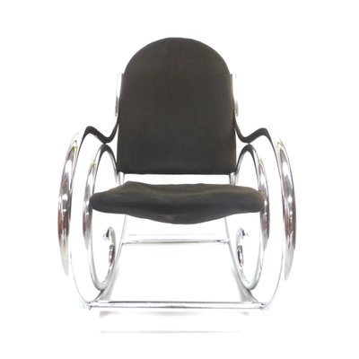 Mid-Century Chrome and Fabric Rocking Chair, 1970s-XID-1329143