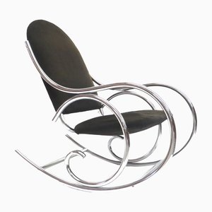 Mid-Century Chrome and Fabric Rocking Chair, 1970s-XID-1329143