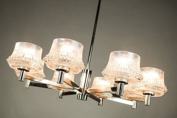 Mid-Century Chrome and Glass Pendant Lamp-FUP-716335