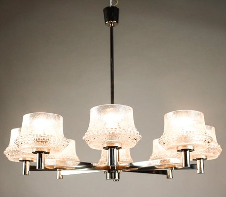 Mid-Century Chrome and Glass Pendant Lamp-FUP-716335