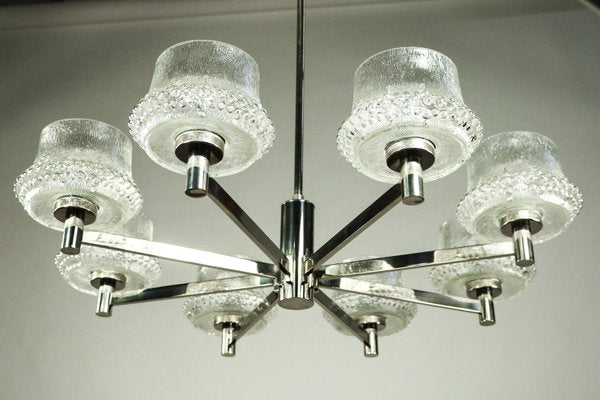 Mid-Century Chrome and Glass Pendant Lamp-FUP-716335