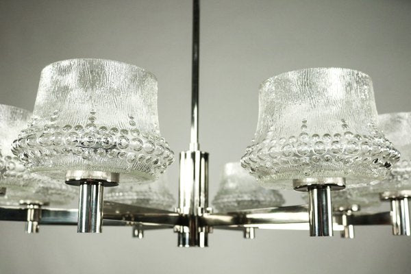 Mid-Century Chrome and Glass Pendant Lamp-FUP-716335