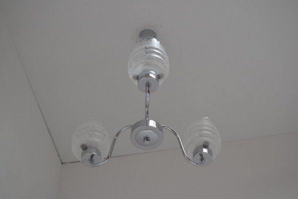 Mid-Century Chrome Chandelier, Czechoslovakia, 1970s-TZ-942405