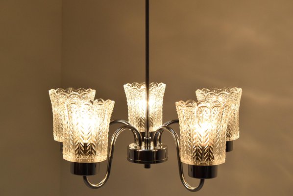 Mid-Century Chrome Chandelier from Jílové u Děčína, 1970s-TZ-750468