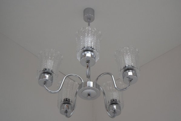 Mid-Century Chrome Chandelier from Jílové u Děčína, 1970s-TZ-750468