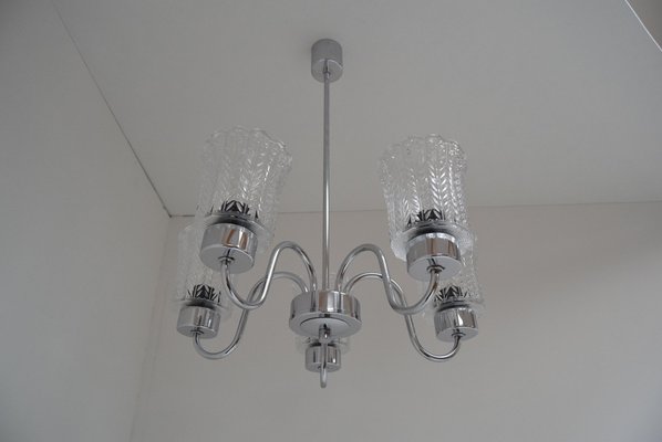 Mid-Century Chrome Chandelier from Jílové u Děčína, 1970s-TZ-750468