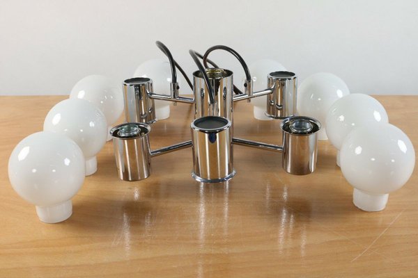 Mid-Century Chrome & Glass Pendant Lamp from Doria Leuchten-FUP-931741