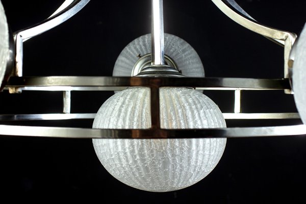 Mid-Century Chrome & Murano Glass Chandelier Attributed to Gino Sarfatti, 1960s-MBH-1032489