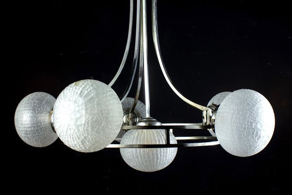 Mid-Century Chrome & Murano Glass Chandelier by Gino Sarfatti, 1960-MBH-1031700