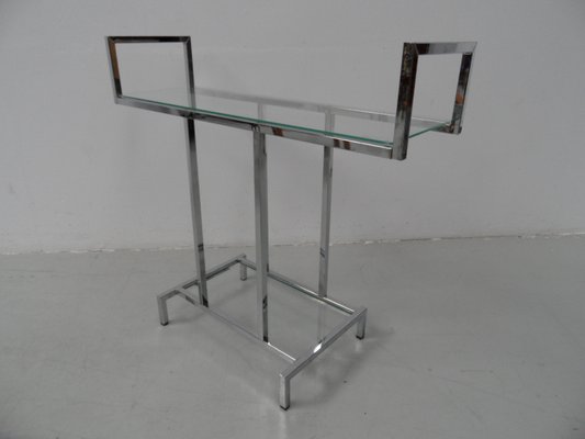 Mid-Century Chrome Side Table with Glass, 1950s-PNJ-1706439