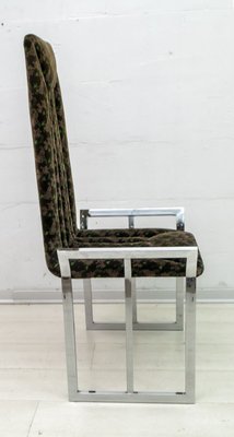 Mid-Century Chrome Steel and Velvet Dining Chairs, 1970s, Set of 4-FER-683371