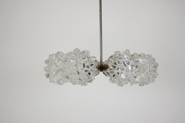 Mid-Century Chrome Steel & Glass Chandelier, 1970s-TZ-1287103