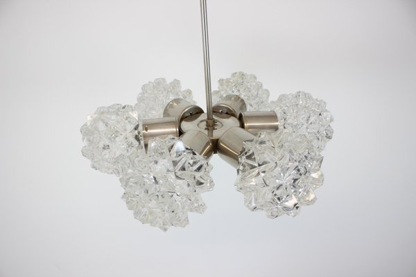 Mid-Century Chrome Steel & Glass Chandelier, 1970s-TZ-1287103