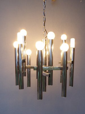 Mid-Century Chrome Tubes Chandelier Ceiling Lamp by Gaetano Sciolari-AWL-1174769