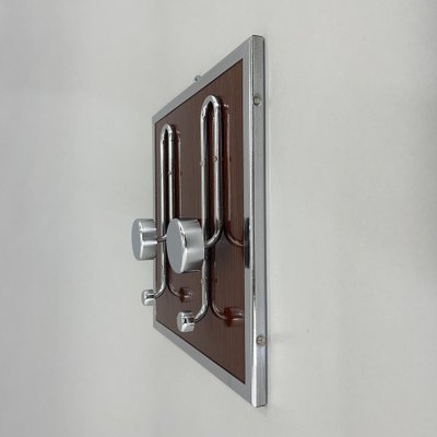 Mid-Century Chrome & Wood Hanger, Italy, 1970s-TZ-1446604