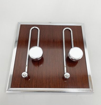 Mid-Century Chrome & Wood Hanger, Italy, 1970s-TZ-1446604