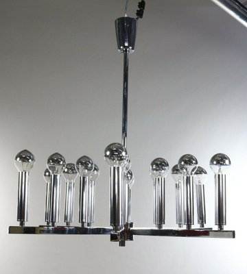 Mid-Century Chromed Brass 18-Light Chandelier-FUP-894624