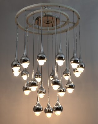 Mid-Century Chromed Metal Chandelier by Angelo Brotto for Esperia, Italy, 1970s-FER-1219481