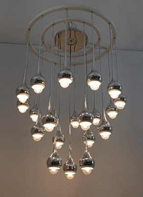 Mid-Century Chromed Metal Chandelier by Angelo Brotto for Esperia, Italy, 1970s-FER-1219481