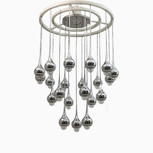 Mid-Century Chromed Metal Chandelier by Angelo Brotto for Esperia, Italy, 1970s-FER-1219481