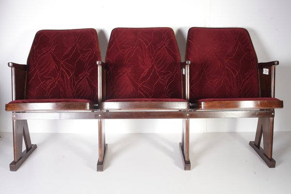 Mid-Century Cinema Bench in Beech by Ton, 1970s-IND-1822193