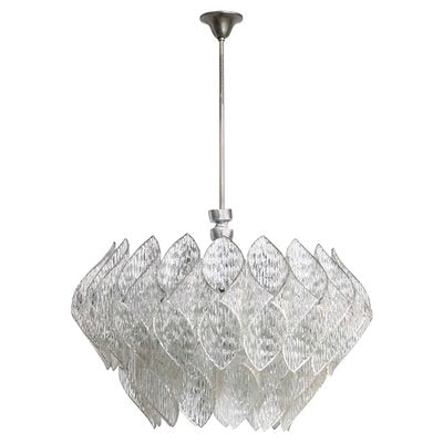 Mid-Century Clear Iced Glass and Acrylic Glass 2-Tier Chandelier, 1960s-KL-620469