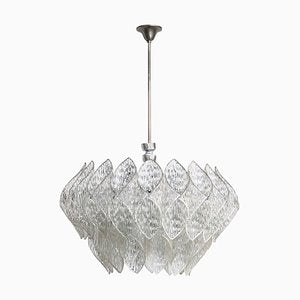 Mid-Century Clear Iced Glass and Acrylic Glass 2-Tier Chandelier, 1960s-KL-620469