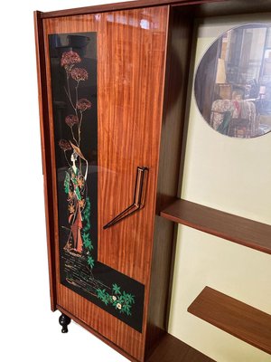 Mid-Century Coat Rack Cabinet With Chinoiserie Decor-GGK-841233