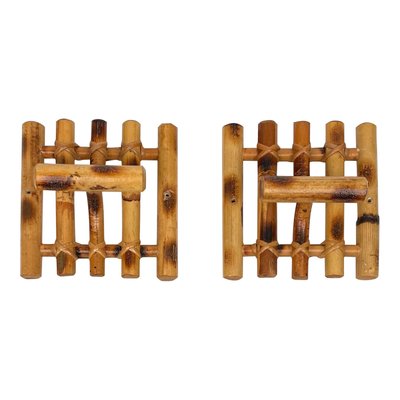 Mid-Century Coat Racks in Bamboo & Rattan, Italy, 1970s, Set of 2-LYQ-1395414