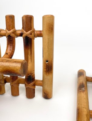 Mid-Century Coat Racks in Bamboo & Rattan, Italy, 1970s, Set of 2-LYQ-1395414