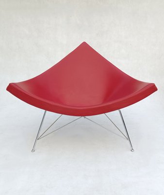 Mid-Century Coconut Lounge Chair in Dark Red Leather by George Nelson for Vitra-RFT-1764422