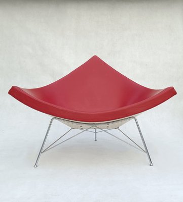 Mid-Century Coconut Lounge Chair in Dark Red Leather by George Nelson for Vitra-RFT-1764422